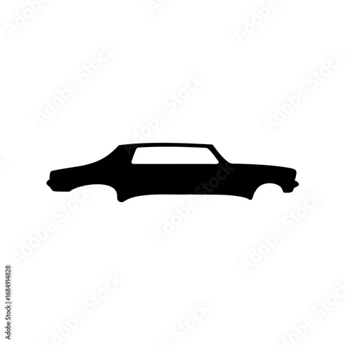 Silhouette of a classic car body, featuring a coupe shape and potential speed
