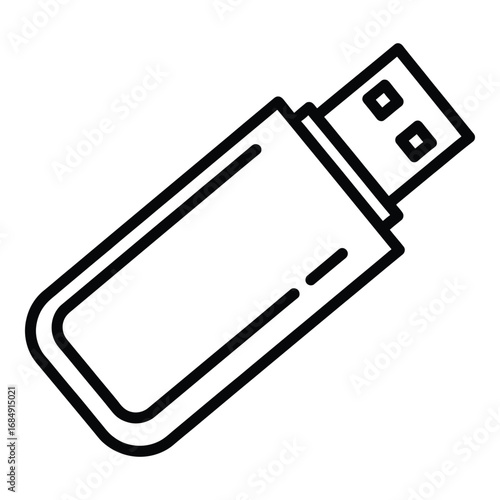 Black outline of a flash drive on white vector