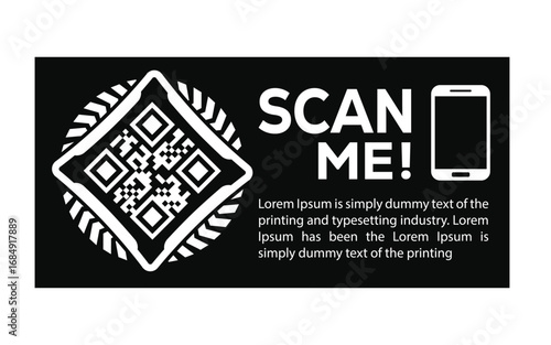 Scan QR code icon. Digital scanning qr code. QR code scan for smartphone. Scan Here text on top of the qr code