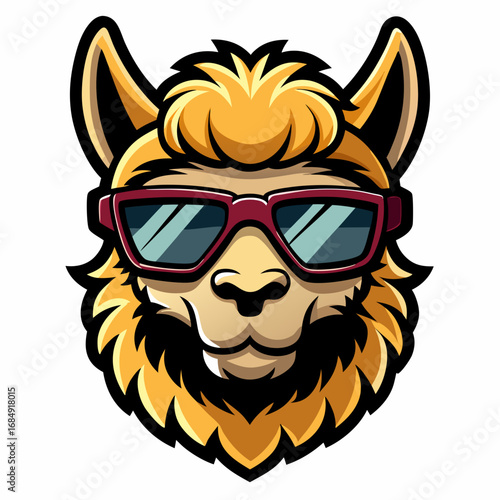 colorful illustration of a alpaca head mascot logo