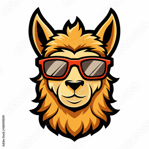 colorful illustration of a alpaca head mascot logo