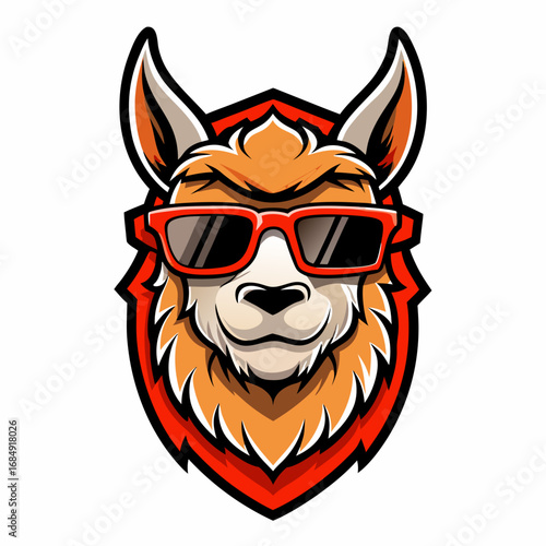colorful illustration of a alpaca head mascot logo