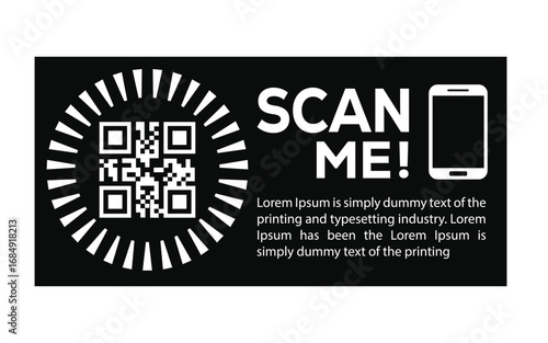 Scan QR code icon. Digital scanning qr code. QR code scan for smartphone. Scan Here text on top of the qr code
