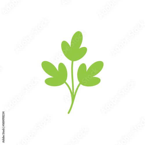 Flat design icon of light green parsley with stem on a white background
