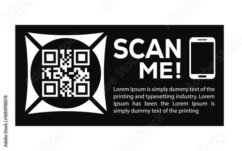 Scan QR code icon. Digital scanning qr code. QR code scan for smartphone. Scan Here text on top of the qr code