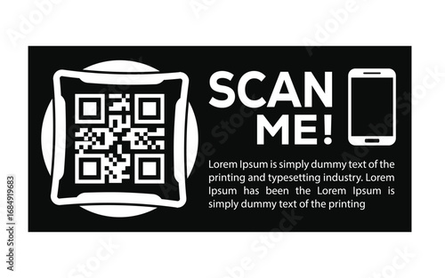 Scan QR code icon. Digital scanning qr code. QR code scan for smartphone. Scan Here text on top of the qr code