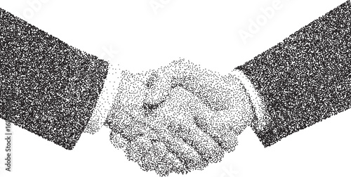 Businessmen shaking hands in grunge halftone style