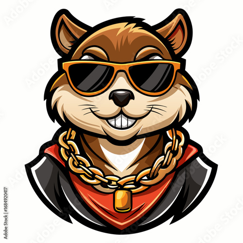 colorful illustration of a chipmunk head mascot logo