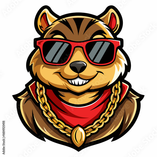 colorful illustration of a chipmunk head mascot logo