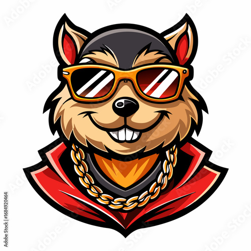 colorful illustration of a chipmunk head mascot logo