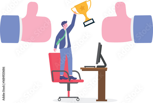 Celebrate work achievement, reaching goal or target, 


