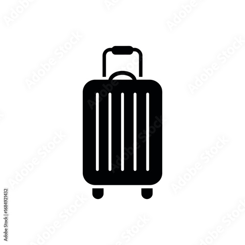 Black luggage bag with wheels and handle icon on a white background