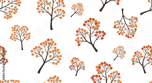 Charming autumnal branch pattern with abundant berries and leaves in earthy tones