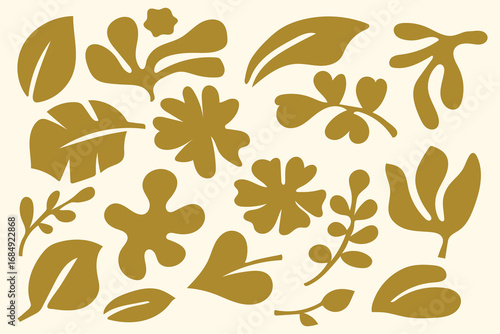 Abstract brown leaves fall collection.Vector illustration.