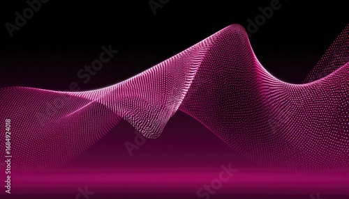 Abstract, flowing pink and white lines on a dark background