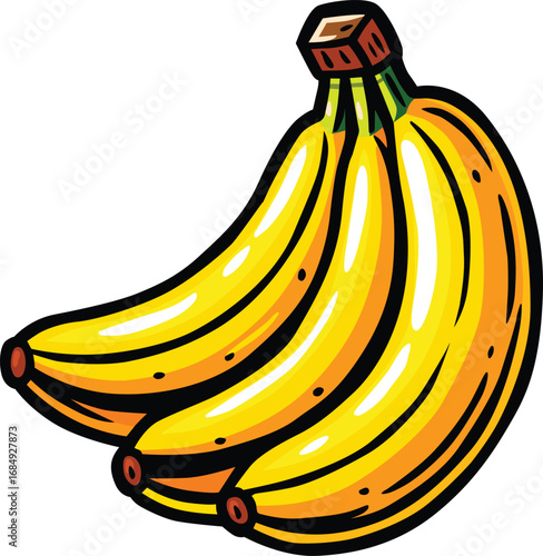 Bright yellow bananas in a bunch, a symbol of tropical fruit, nutritious fruit and healthy nutrition Perfect for concepts of fresh food, organic lifestyle, breakfast, vegan diet, and tropical harvest