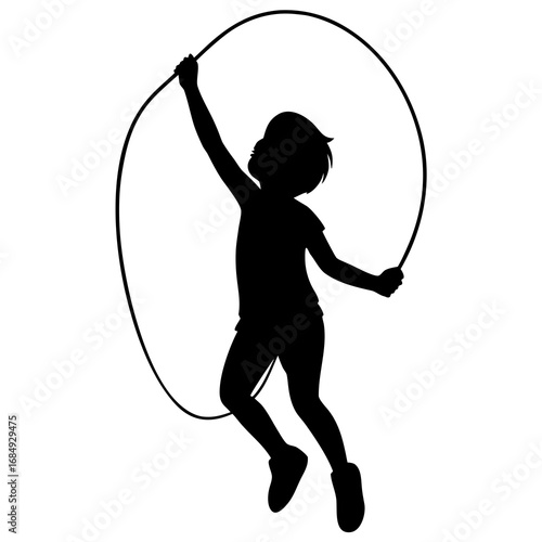 Child jumping rope silhouette skipping activity