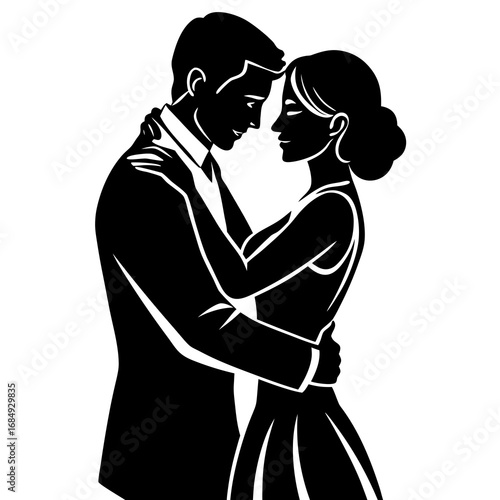 Elegant couple embracing tenderly embrace love