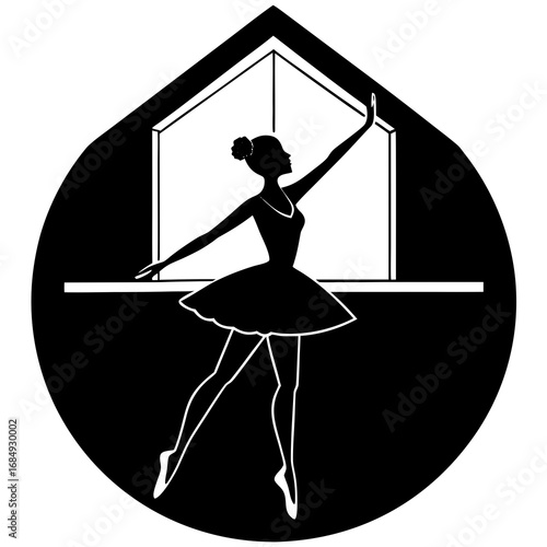 Graceful dancer silhouette indoors ballet woman