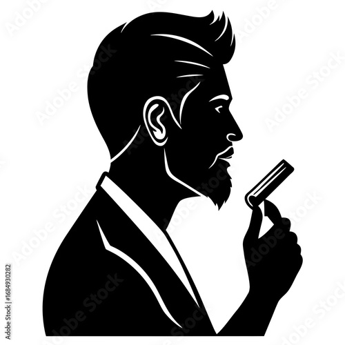 Man shaving with razor beard grooming