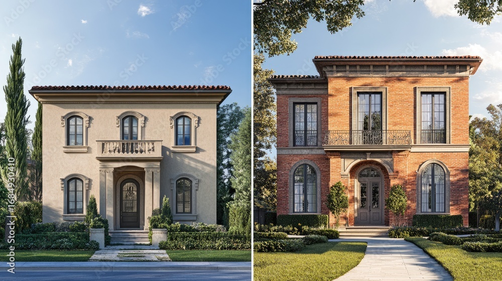 Obraz premium Mediterranean House Designs: Two Architectural Styles