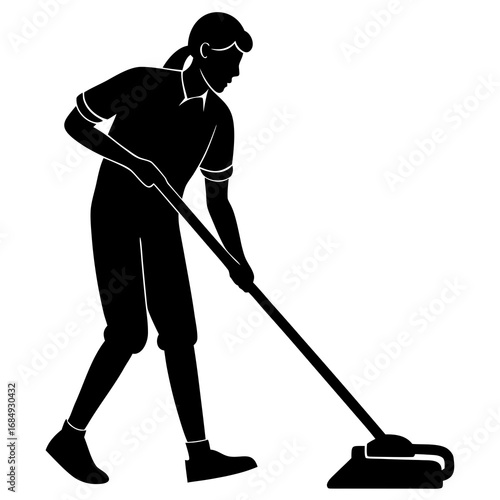 Person cleaning floor with mop domestic work