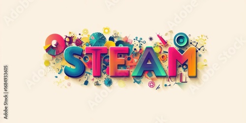 Explore Steam education with colorful graphic and creative thinking