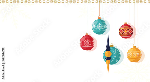 Festive christmas baubles ornament collection celebrating winter holidays and season's greetings