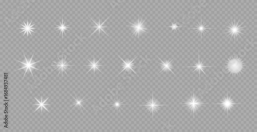 Stars bright white. Glow light effect. Transparent light effect , lens flare, explosion, glitter, sun flash, sparks and stars