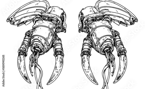 The robot hand font is a cartoon cyborg machine gear type and robotic engineering typeface that represents the modern English alphabet, including the letter W formed from robotic arm or hand