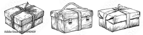 The cartoon illustration shows a broken and crushed delivery container, or alternatively, a damaged and wet cargo box, emphasizing the poor condition of the package