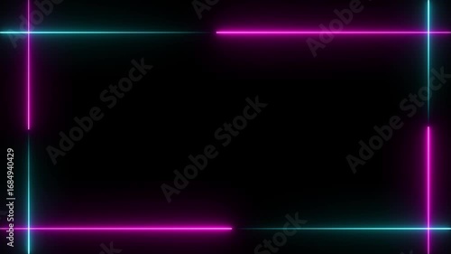 Wallpaper Mural Neon rectangle frame border on black background textures energy rectangle photo outline modern  Torontodigital.ca