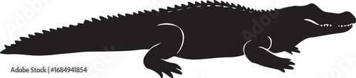 Alligator Silhouette Illustration for Conservation and Awareness Projects Graphic Reptile Representation for Educational Materials Depicting Wildlife
