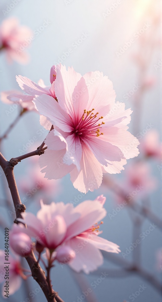 Obraz premium A gnarled tree trunk, textured with age, glows warmly against a blurred sunset backdrop, showcasing resilient beauty.