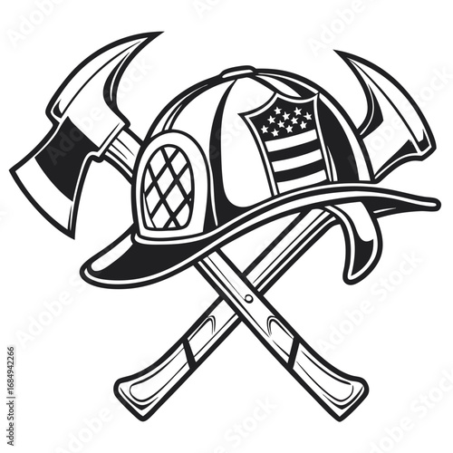 Patriotic Firefighter Helmet with Flag Reflection – Tribute Tee. Perfect for: firefighter tributes, patriotic uniforms, memorial events