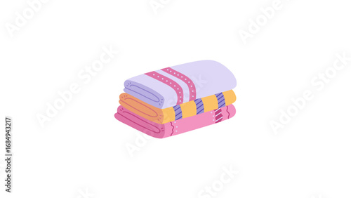 Rolled Towel. Blue Striped Soft Cartoon Fabric