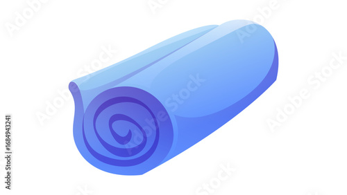 Rolled Towel. Blue Striped Soft Cartoon Fabric