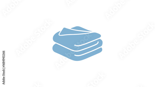 Rolled Towel. Blue Striped Soft Cartoon Fabric