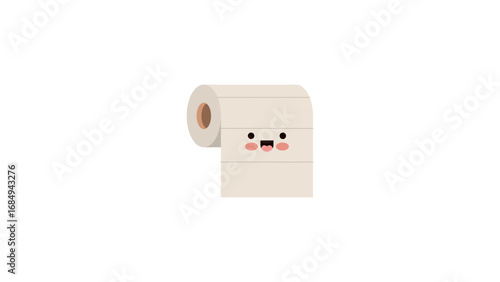 Rolled Towel. Blue Striped Soft Cartoon Fabric