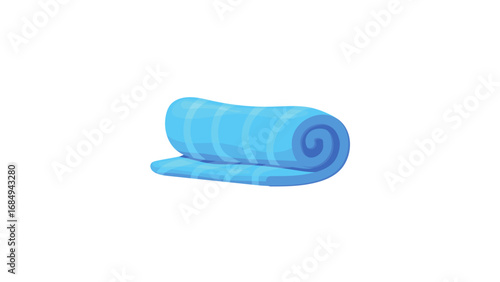 Rolled Towel. Blue Striped Soft Cartoon Fabric