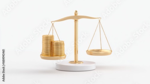 Wallpaper Mural Golden scale balancing stack of coins isolated on white Torontodigital.ca