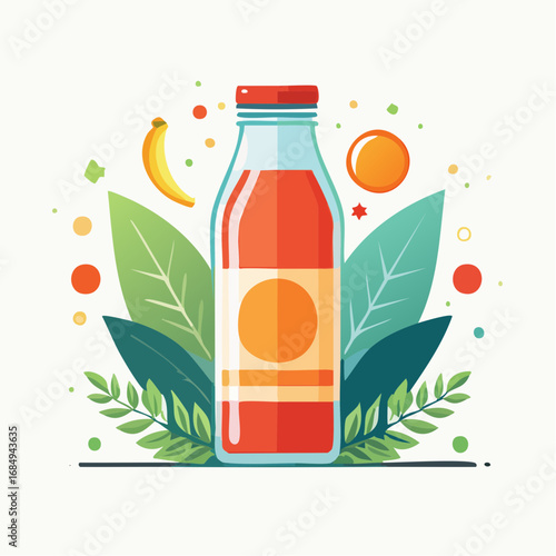 Illustration plate stylisée de packaging boisson