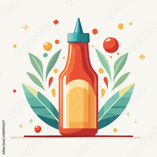 Icône vectorielle minimaliste d’une bouteille de sauce neutre