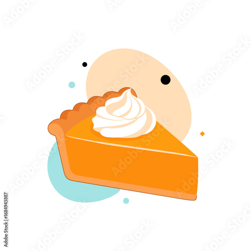 Delicious slice of pumpkin pie with whipped cream perfect for fall harvest and thanksgiving celebrations
