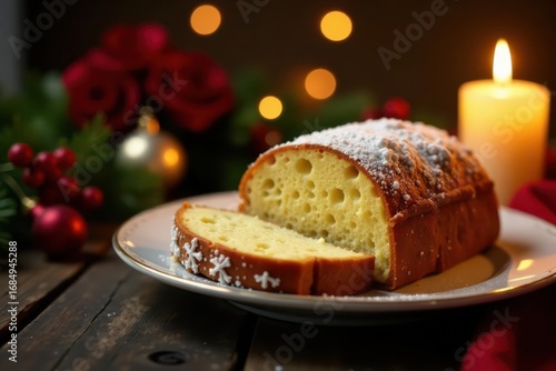 Wallpaper Mural Elegant Christmas stollen, candlelight, golden accents, blank space, decor, image Torontodigital.ca