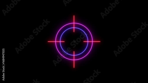 Wallpaper Mural "Neon Glowing Bullseye Target Animation, Crosshair Sniper Aim, Military and Hunting Precision Concept Icon" Torontodigital.ca