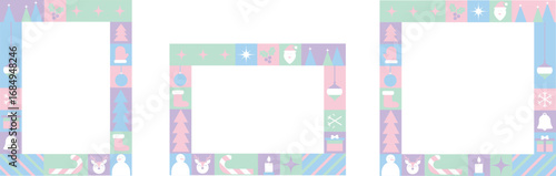 Retro Christmas Card Set with Colorful Mid-Century Holiday Frames