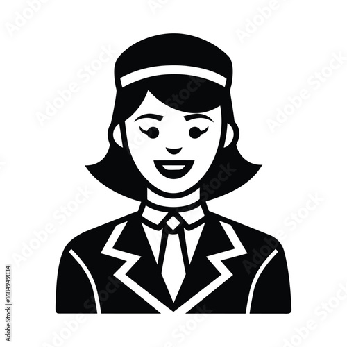 Flight Attendant Worker Smiling Vector Illustration
