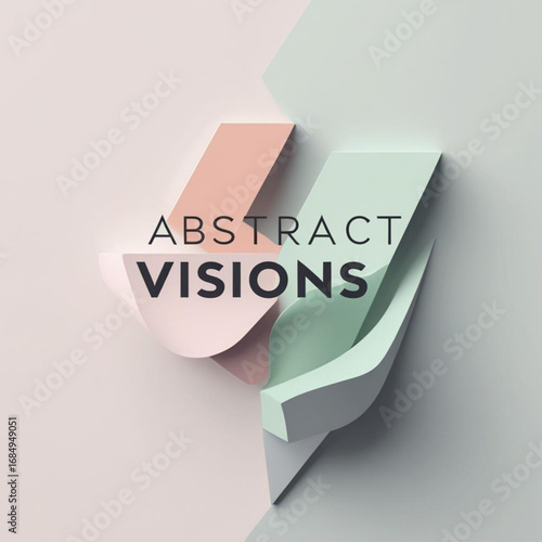 Pastel colored paper shapes with soft shadows create an illusion of depth and three dimensionality effect
