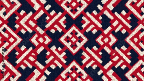 Red, white, and blue geometric woven pattern background